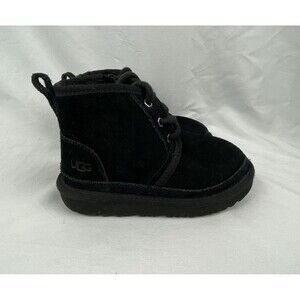 UGG Neumel II Chukka Boot Toddler Size 10 Black Suede Side Zip Water Repel $105